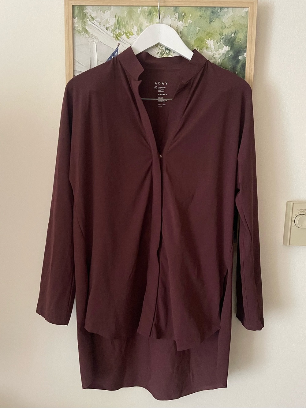 ADAY Something Borrowed Blouse Shirt Tunic Medium in Merlot